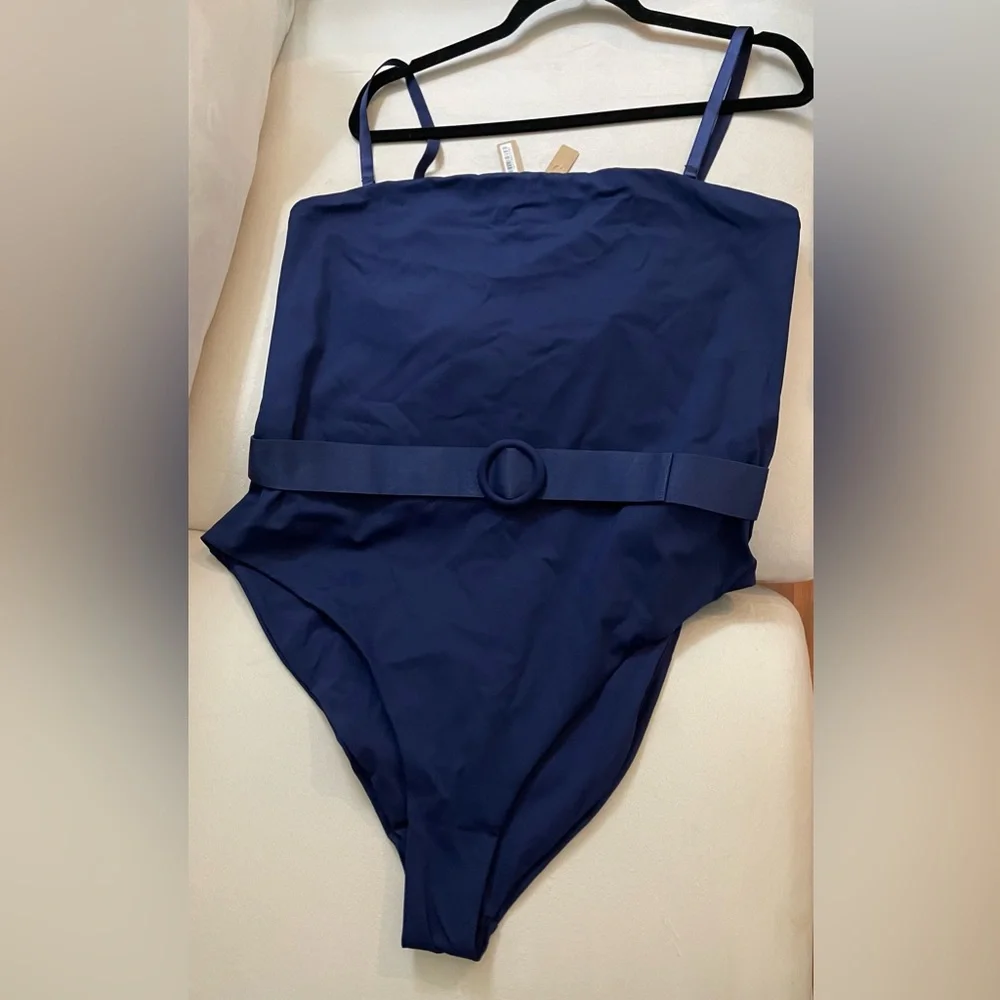 NWT Skims Sculpting Swimsuit Strapless One Piece Belted Midnight Blue Size 4X